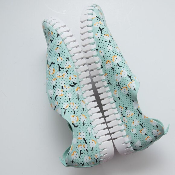 Ilse Jacobsen Tulip Platform Shoes Abstract Floral Flats Slip On Green White 41 - Picture 2 of 8